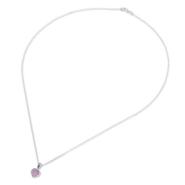 Alternate image for Heart-Shaped Rose Quartz Cabochon Pendant Necklace Heart of Kindness