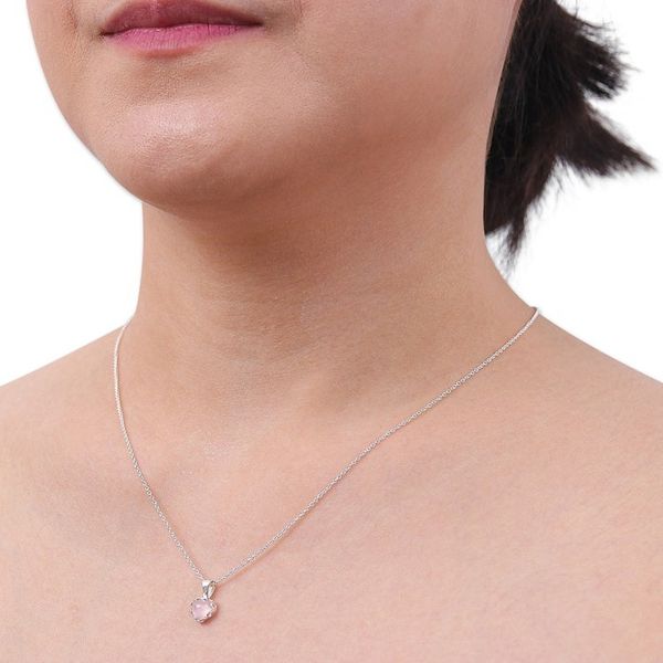 Alternate image for Heart-Shaped Rose Quartz Cabochon Pendant Necklace Heart of Kindness