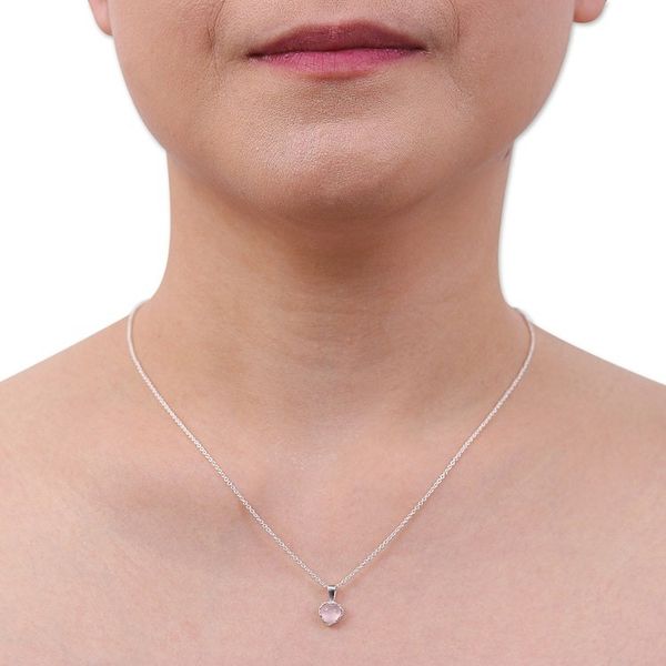 Alternate image for Heart-Shaped Rose Quartz Cabochon Pendant Necklace Heart of Kindness