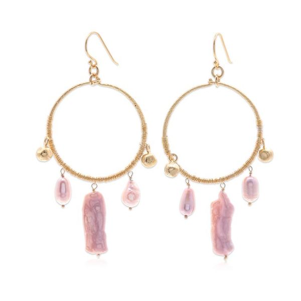 Alternate image for 18k Gold-Plated Cultured Pearl Statement Chandelier Earrings Pop of Pink