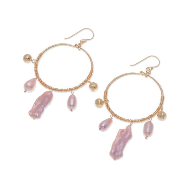 Alternate image for 18k Gold-Plated Cultured Pearl Statement Chandelier Earrings Pop of Pink