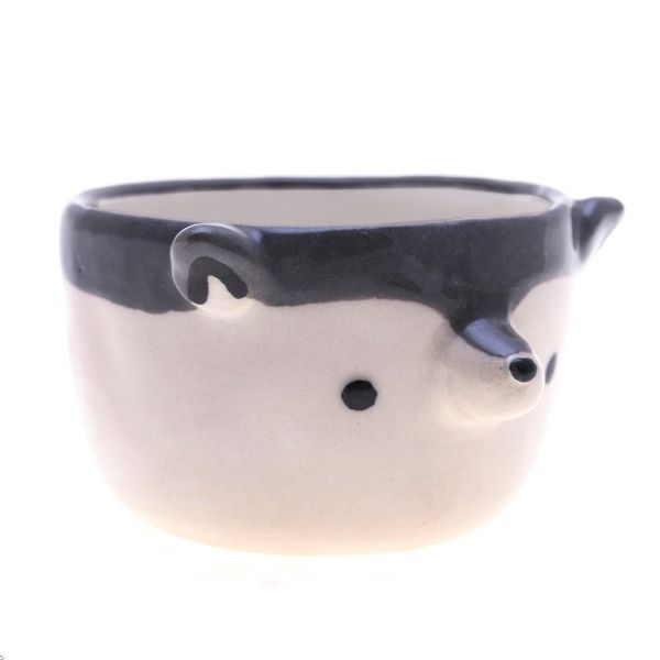 Alternate image for Hand-Painted Ceramic Wolf Mini Flower Pot and Saucer Small Wolf Spring