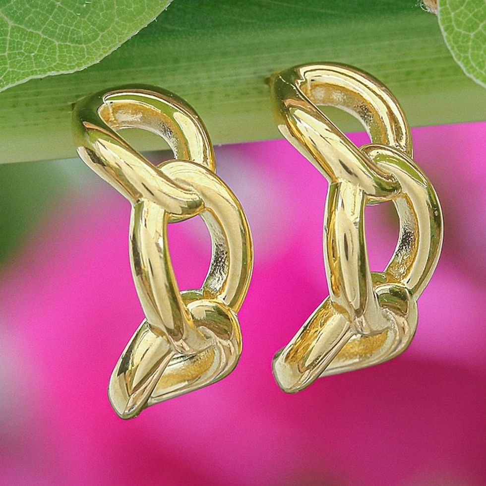 High-Polished 18k Gold-Plated Half-Hoop Earrings 'Glorious Bonds'