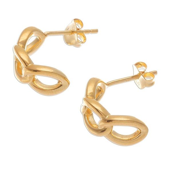 Alternate image for High-Polished 18k Gold-Plated Half-Hoop Earrings Glorious Bonds
