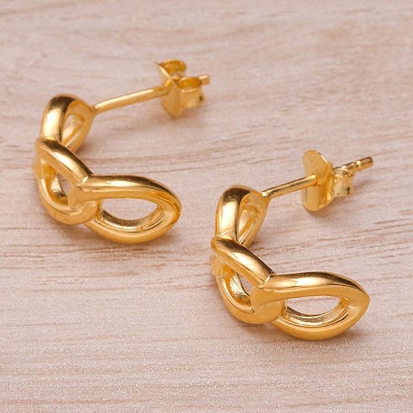 Alternate image for High-Polished 18k Gold-Plated Half-Hoop Earrings Glorious Bonds