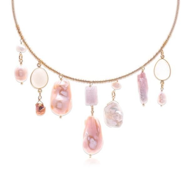 Alternate image for 6-Carat 18k Gold-Plated Pink Multi-Gemstone Collar Necklace Pop of Pink