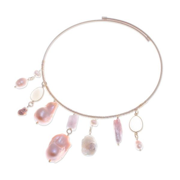 Alternate image for 6-Carat 18k Gold-Plated Pink Multi-Gemstone Collar Necklace Pop of Pink