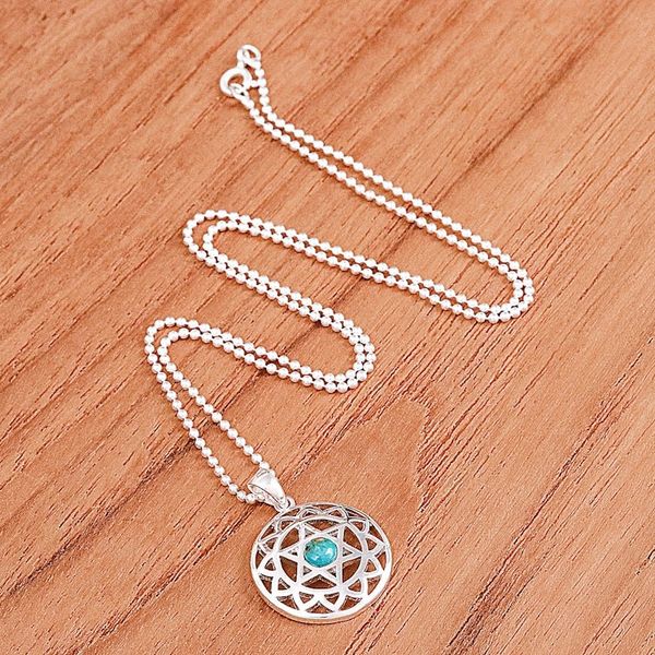 Alternate image for Reconstituted Turquoise Star of David Pendant Necklace Star of Peace