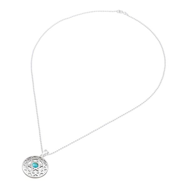 Alternate image for Reconstituted Turquoise Star of David Pendant Necklace Star of Peace