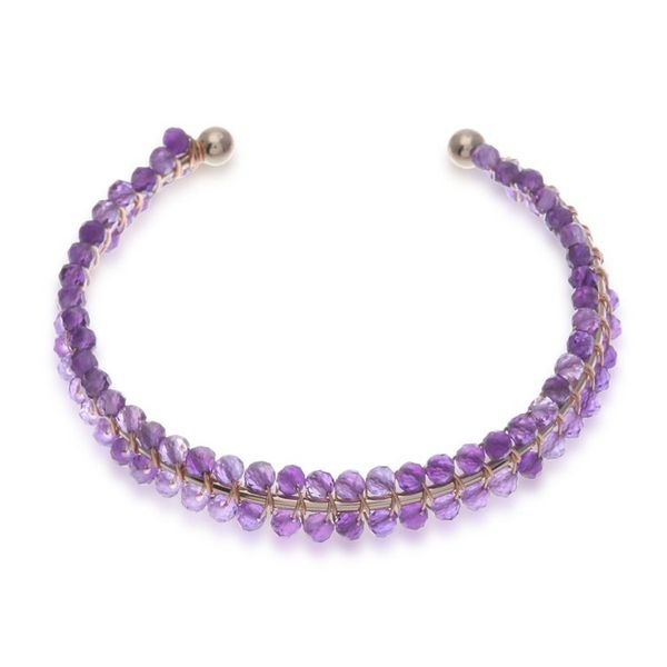 Alternate image for Purple Amethyst Beaded Cuff Bracelet Handmade in Thailand Life of Wisdom