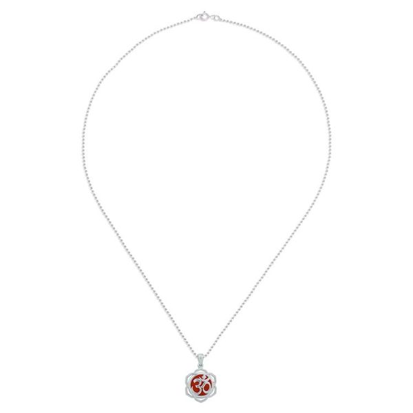 Alternate image for Floral Om-Themed Carnelian Pendant Necklace from Thailand Sacred Fire Bloom