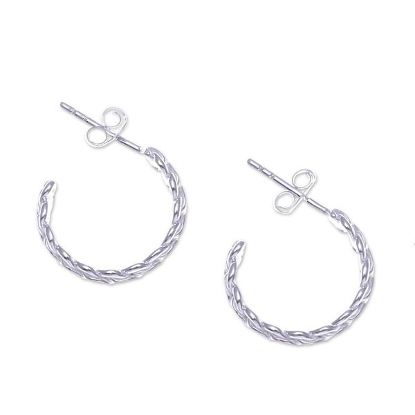 Alternate image for High-Polished Rope-Shaped Sterling Silver Half-Hoop Earrings Curled Times