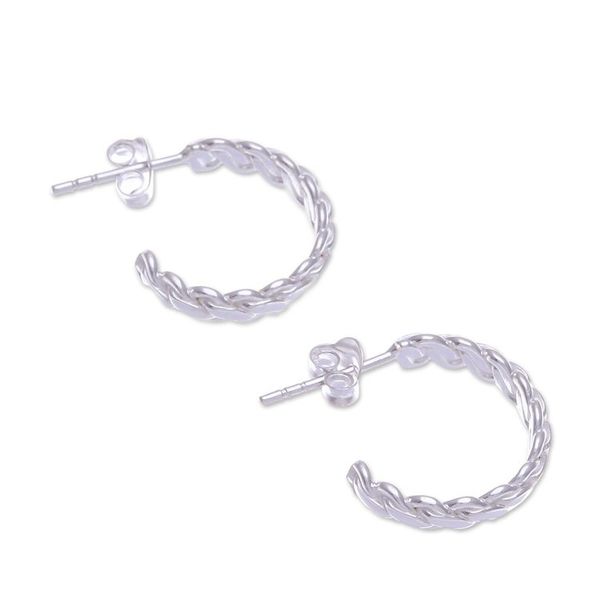 Alternate image for High-Polished Rope-Shaped Sterling Silver Half-Hoop Earrings Curled Times