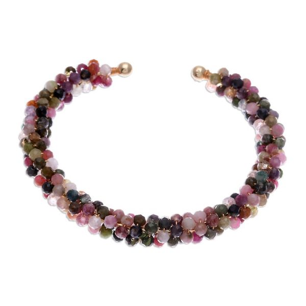 Alternate image for Tourmaline Brass and Copper Wire Beaded Cuff Bracelet Splendid Beauty