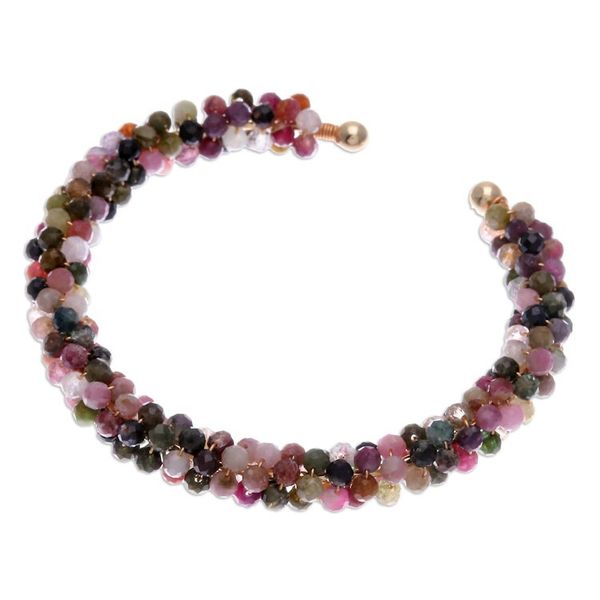 Alternate image for Tourmaline Brass and Copper Wire Beaded Cuff Bracelet Splendid Beauty