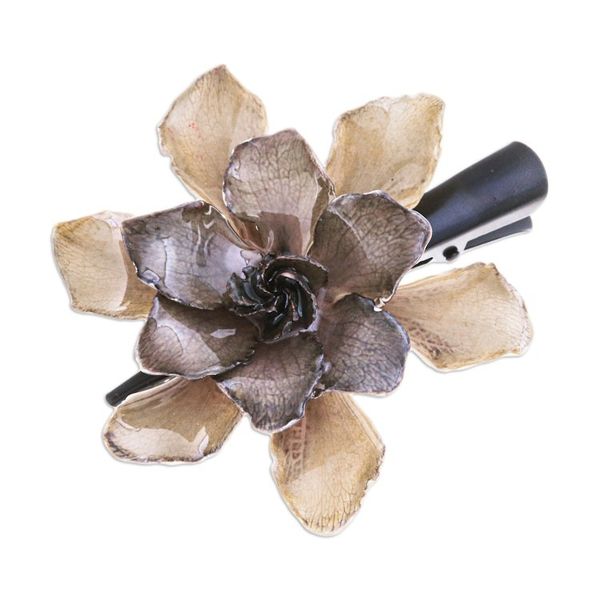 Alternate image for Resin-Coated Natural Gardenia Flower Hair Clip from Thailand Gardenia Majesty