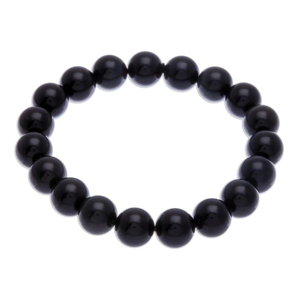 Alternate image for Handcrafted Obsidian Beaded Stretch Bracelet from Thailand Dark Mist