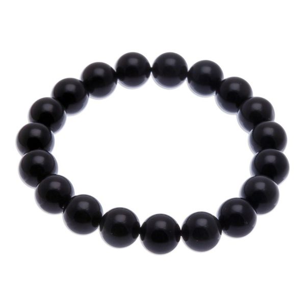Alternate image for Handcrafted Obsidian Beaded Stretch Bracelet from Thailand Dark Mist