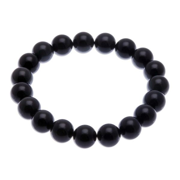 Alternate image for Handcrafted Obsidian Beaded Stretch Bracelet from Thailand Dark Mist