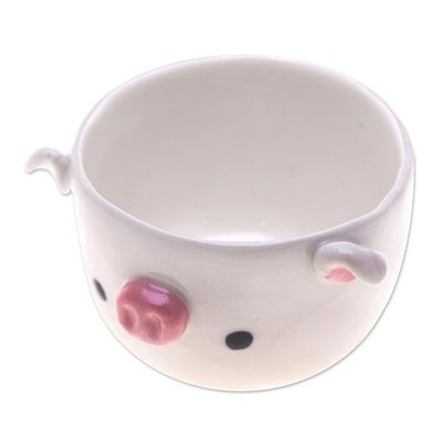 Alternate image for Piglet-Shaped Ceramic Mini Flower Pot and Saucer Small Piglet Spring
