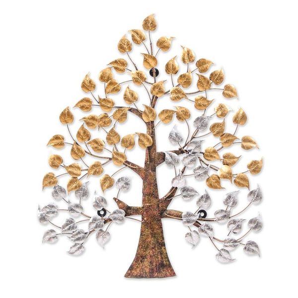 Alternate image for Inspirational Golden and Silver Foil and Steel Tree Wall Art Victorious Nature