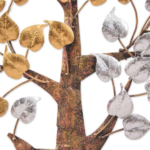 Alternate image for Inspirational Golden and Silver Foil and Steel Tree Wall Art Victorious Nature
