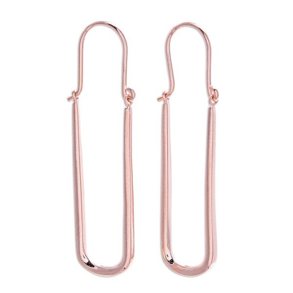 Alternate image for Polished Modern 18k Rose Gold-Plated Oblong Hoop Earrings Grand Grace
