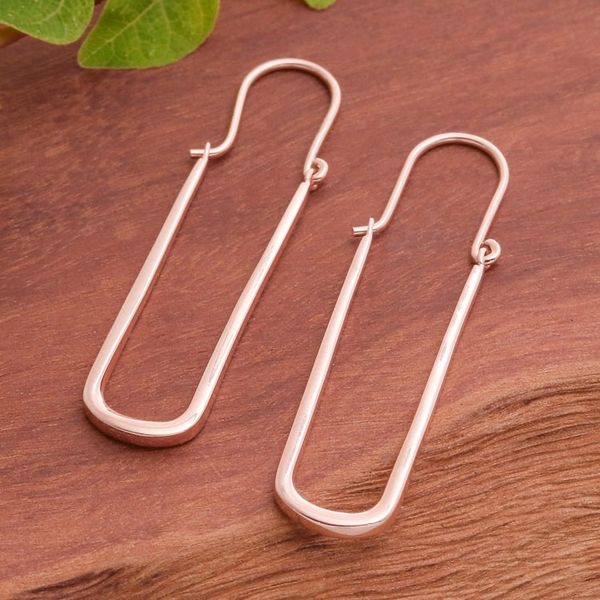 Alternate image for Polished Modern 18k Rose Gold-Plated Oblong Hoop Earrings Grand Grace