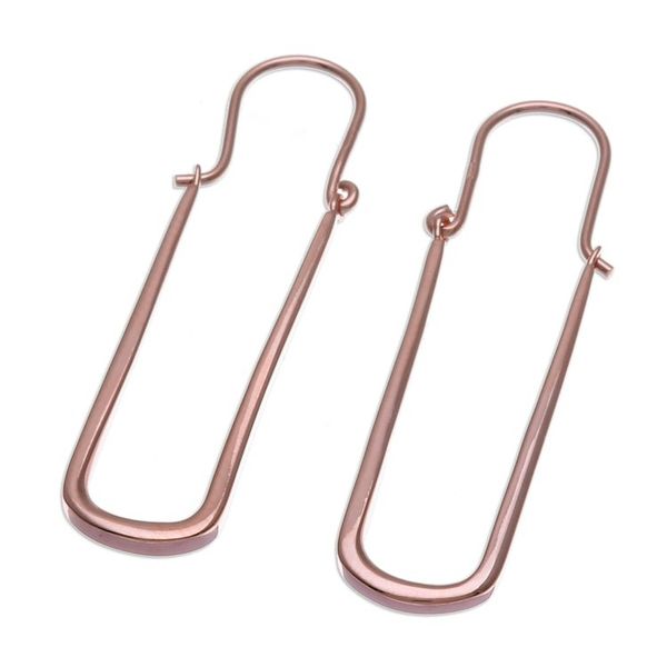 Alternate image for Polished Modern 18k Rose Gold-Plated Oblong Hoop Earrings Grand Grace