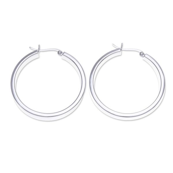 Alternate image for Minimalist-Inspired Polished Sterling Silver Hoop Earrings One Thought