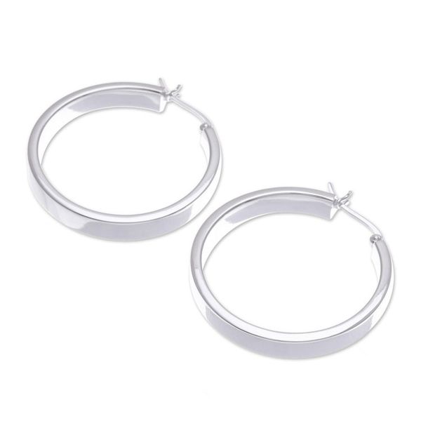 Alternate image for Minimalist-Inspired Polished Sterling Silver Hoop Earrings One Thought