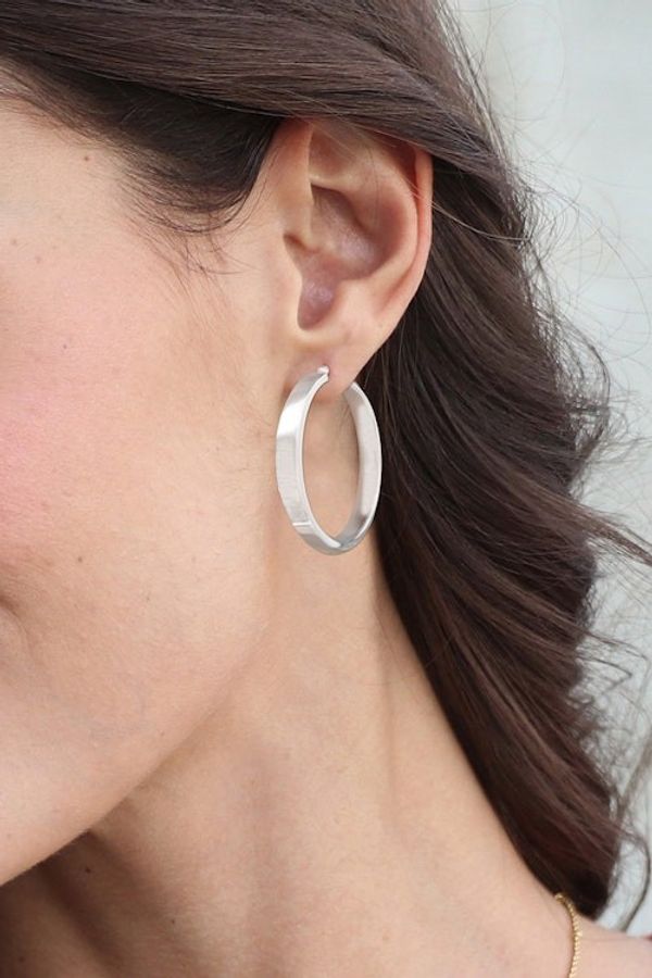 Alternate image for Minimalist-Inspired Polished Sterling Silver Hoop Earrings One Thought