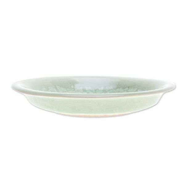 Alternate image for Floral Green Ceramic Luncheon Plate with Crackled Finish Wealthy Peony