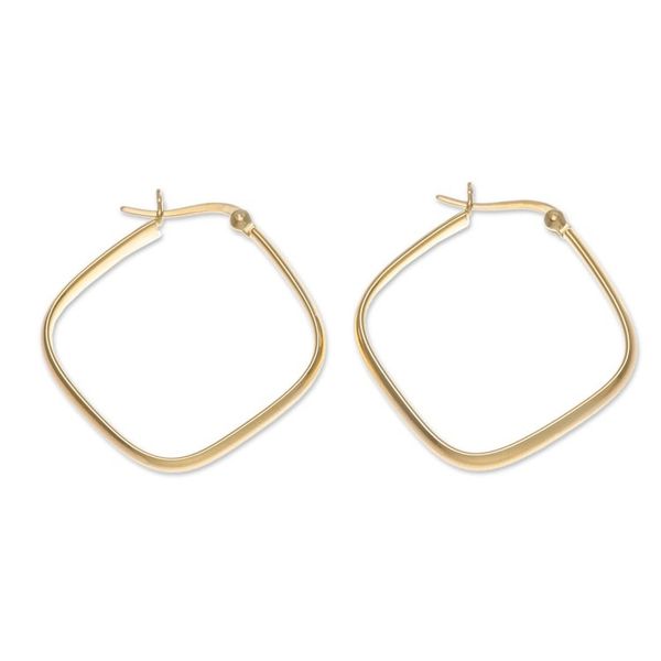 Alternate image for Geometric 18k Gold-Plated Hoop Earrings Crafted in Thailand Sides of Arcadia