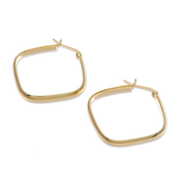 Alternate image for Geometric 18k Gold-Plated Hoop Earrings Crafted in Thailand Sides of Arcadia