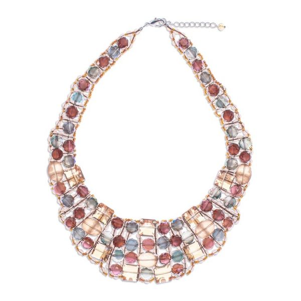Alternate image for Handmade Glass Beaded Choker Necklace in Warm Hues Crystallized Evenings