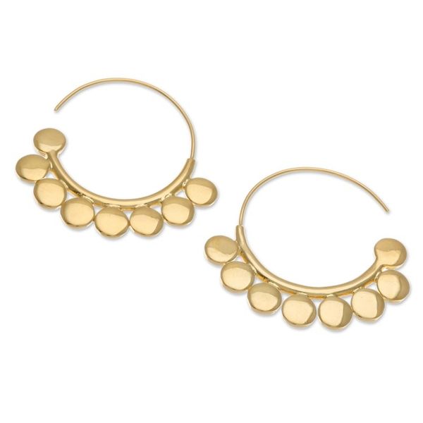 Alternate image for Thai-Made High-Polished 18k Gold-Plated Half-Hoop Earrings Palatial Dots