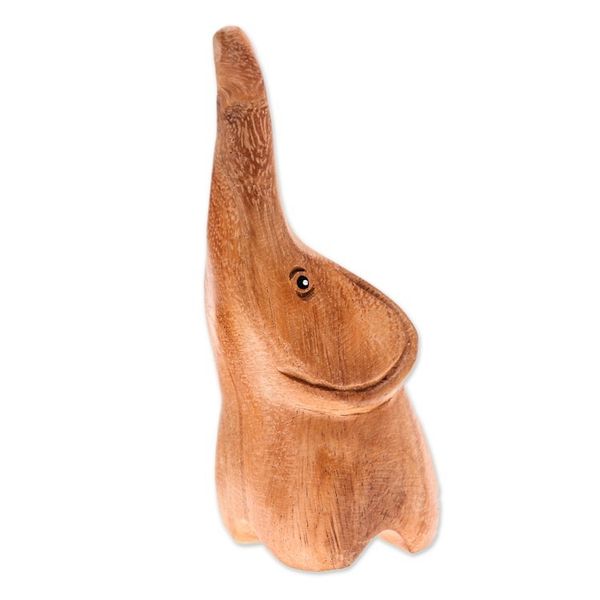 Alternate image for Raintree Wood Baby Elephant Figurine Hand-Carved in Thailand Tiny Sweetness