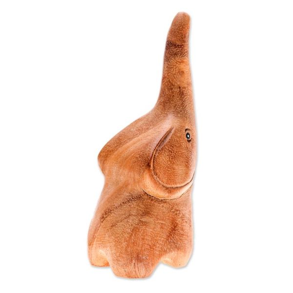 Alternate image for Raintree Wood Baby Elephant Figurine Hand-Carved in Thailand Tiny Sweetness