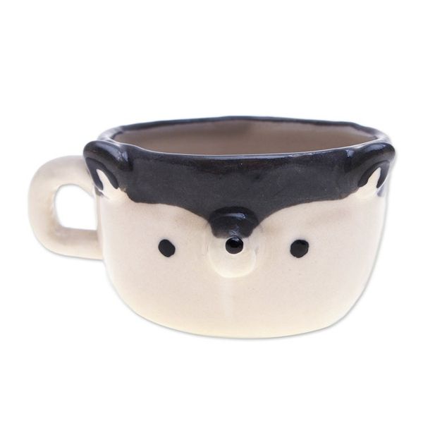 Alternate image for Thai Fair Trade Dog-Themed Ceramic Husky Espresso Cup Husky Demitasse
