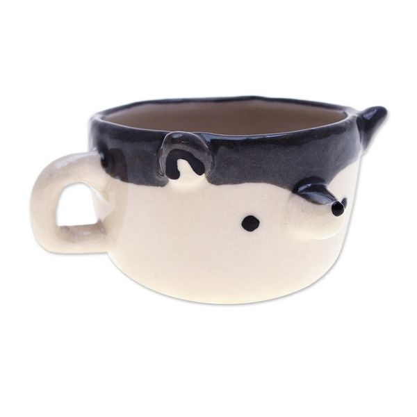Alternate image for Thai Fair Trade Dog-Themed Ceramic Husky Espresso Cup Husky Demitasse