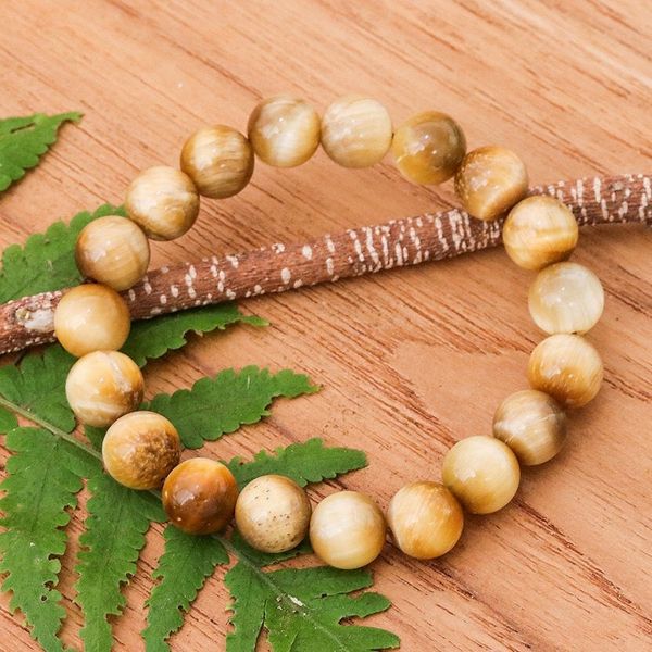 Alternate image for Handcrafted Thai Tigers Eye Beaded Stretch Bracelet Radiant Mist