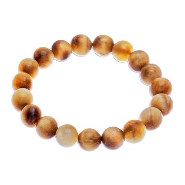 Alternate image for Handcrafted Thai Tigers Eye Beaded Stretch Bracelet Radiant Mist