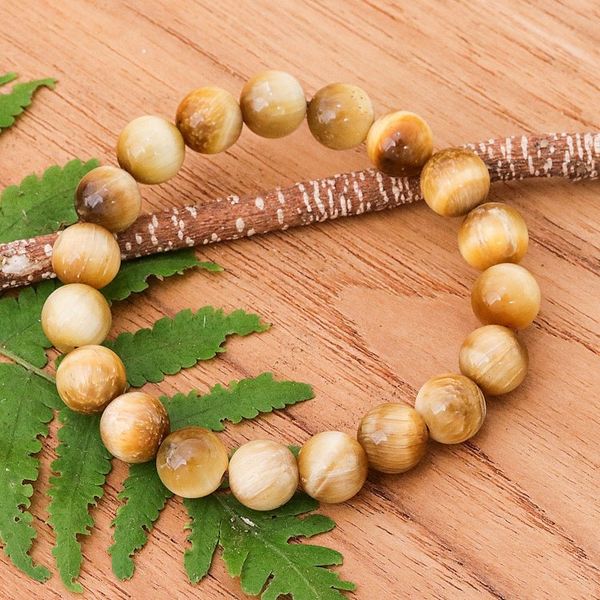Alternate image for Handcrafted Thai Tigers Eye Beaded Stretch Bracelet Radiant Mist