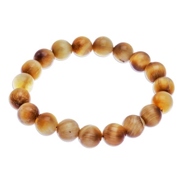 Alternate image for Handcrafted Thai Tigers Eye Beaded Stretch Bracelet Radiant Mist