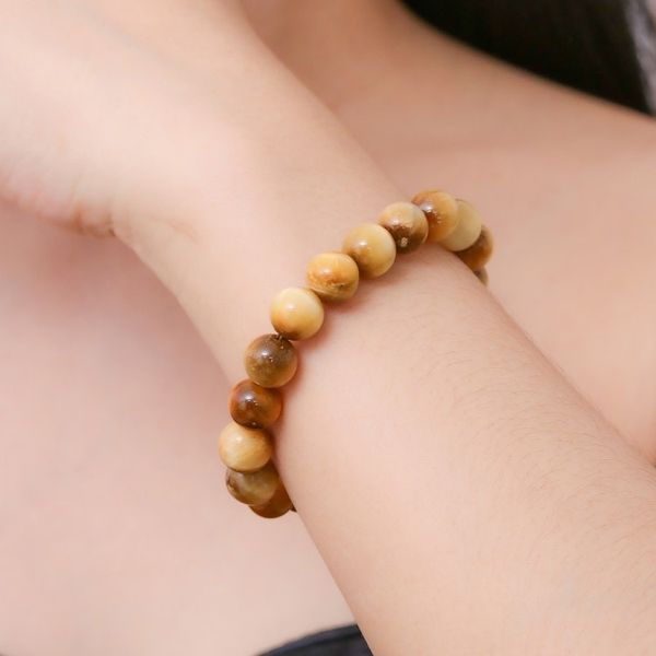 Alternate image for Handcrafted Thai Tigers Eye Beaded Stretch Bracelet Radiant Mist