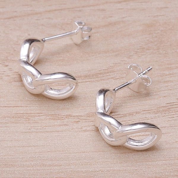 Alternate image for High-Polished Sterling Silver Half-Hoop Earrings Luminous Bonds