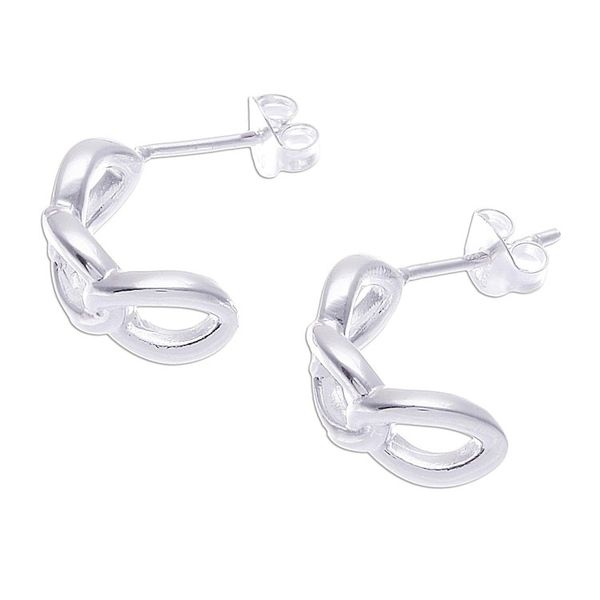 Alternate image for High-Polished Sterling Silver Half-Hoop Earrings Luminous Bonds