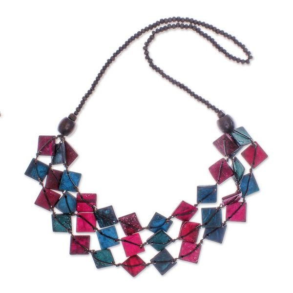 Alternate image for Pink and Turquoise and Coconut Shell Beaded Strand Necklace Dreamy Diamonds