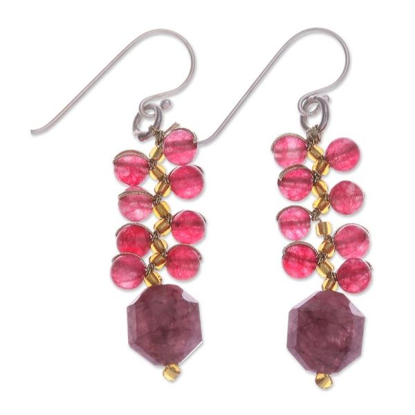 Alternate image for Handcrafted Cranberry-Inspired Glass Beaded Dangle Earrings Cranberries